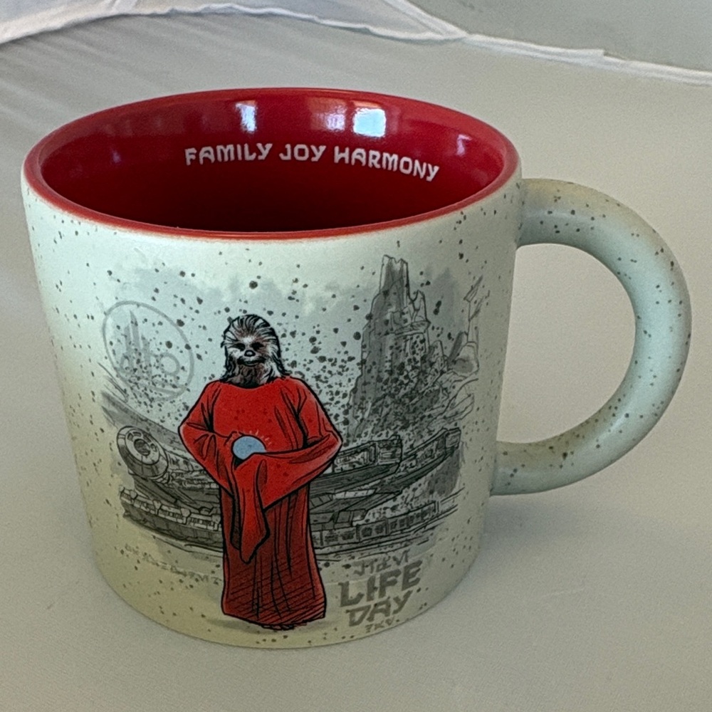 New Starbucks Star Wars Life Day Mug - Red and Cream Speckled Ceramic 14 Fl oz